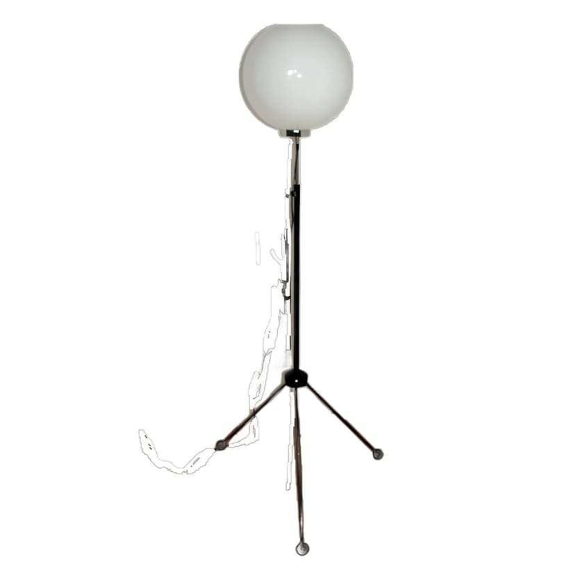 Lampa podłogowa, biała, metal, proj. A. Gałecki, Polska, lata 70.