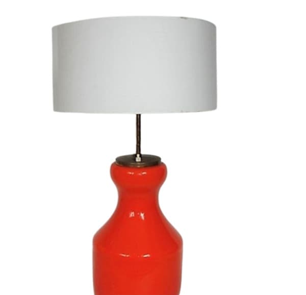 Table lamp Modern, orange glass, brass, 1970s. - DIMENSION