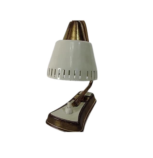 Desk lamp Mid-century, ivory white, brass, 1960s. - 99485