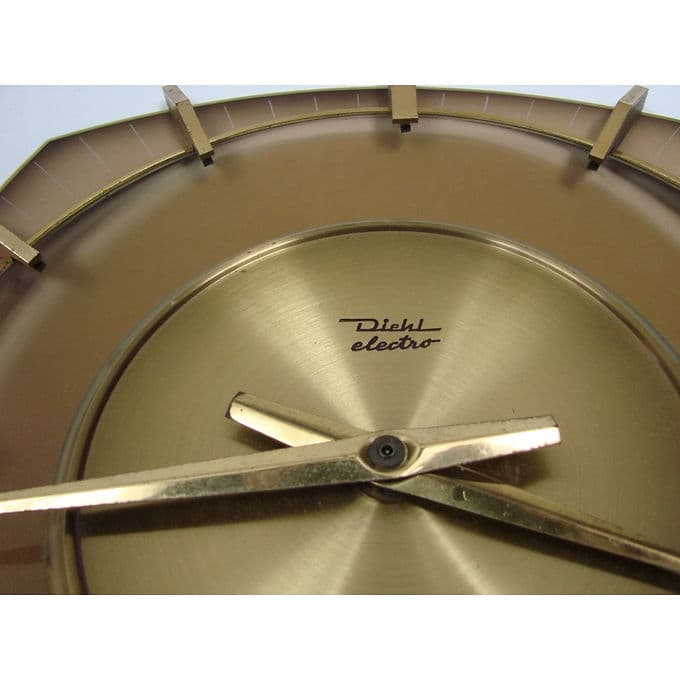 Zegar ścienny, mosiądz złoty, Niemcy, lata 60. - 37929