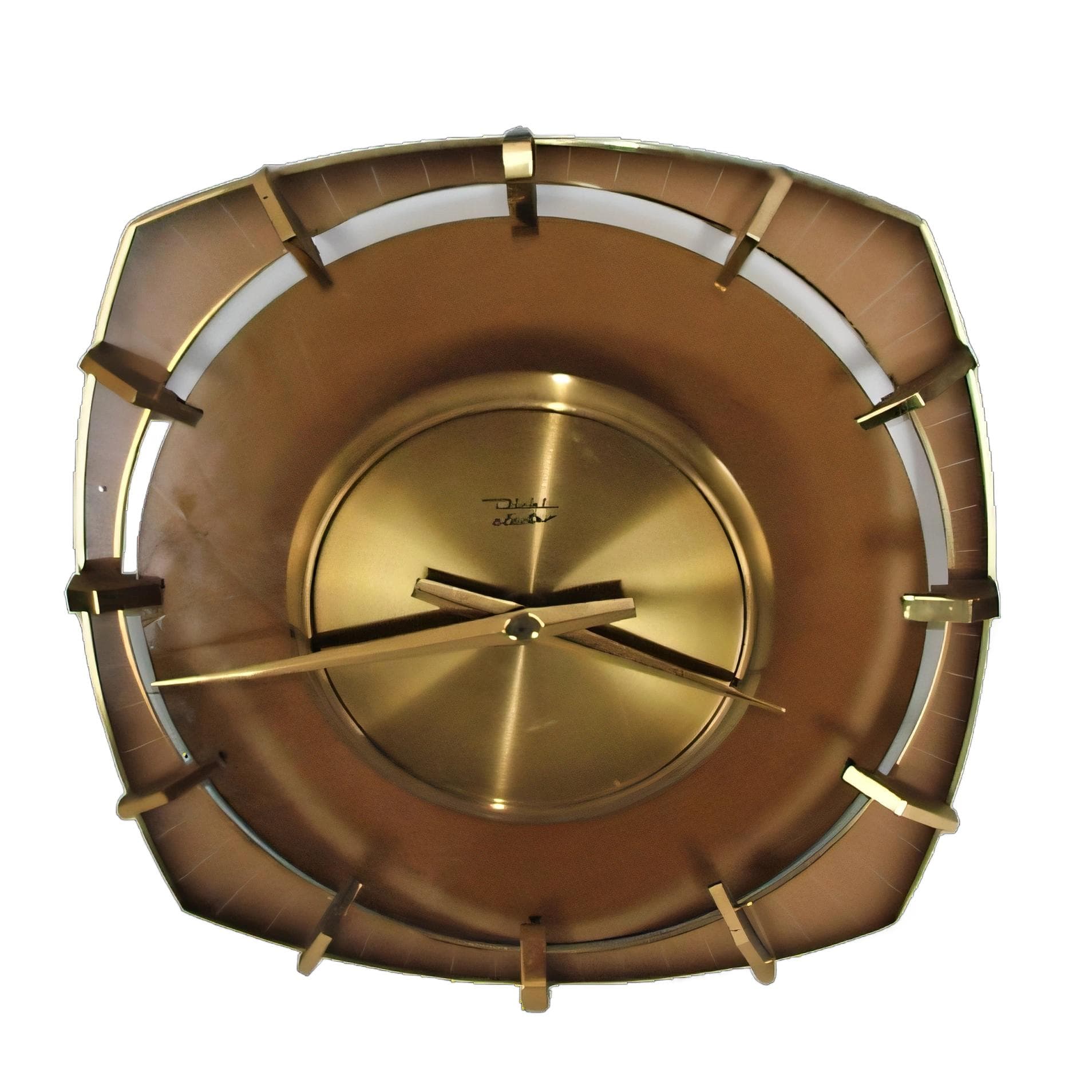 Zegar ścienny, mosiądz złoty, Niemcy, lata 60.