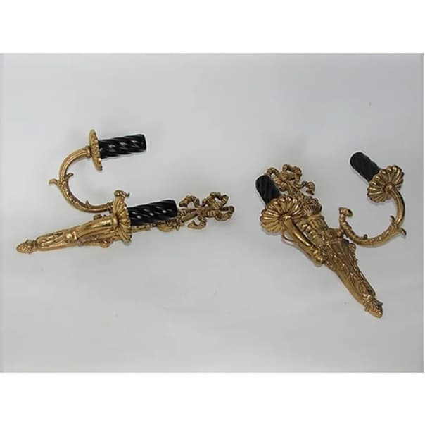 Para kinkietów ściennych, styl pałacowy, złoty, mosiądz, Barok, początek XX w. - 99505