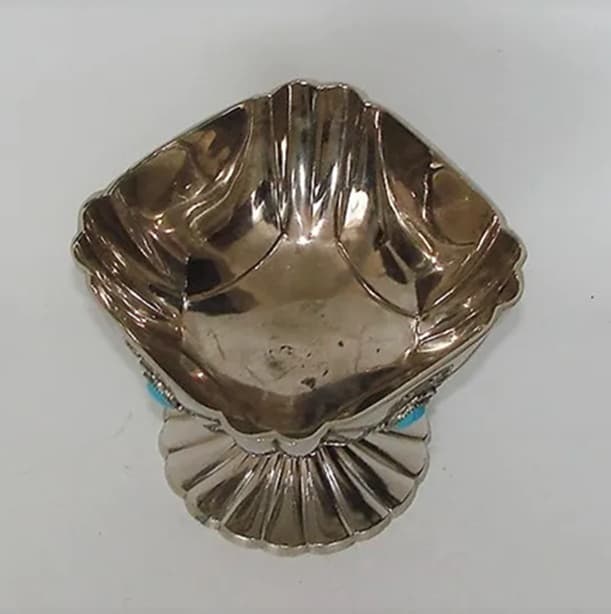 Decorative pedestal bowl, Art Deco, silver brass, 1920s - 99518