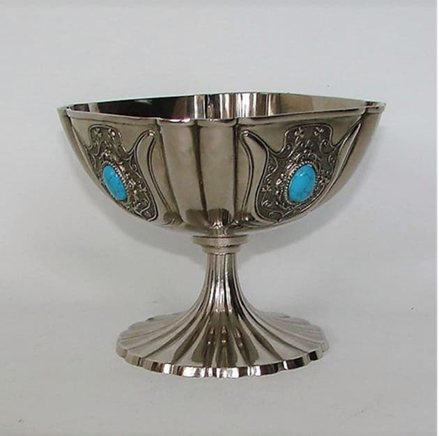 Decorative pedestal bowl, Art Deco, silver brass, 1920s - 99519