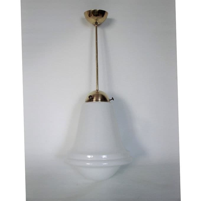 Lampa wisząca Modern, mosiądz biały szkło, lata 40. - 38090