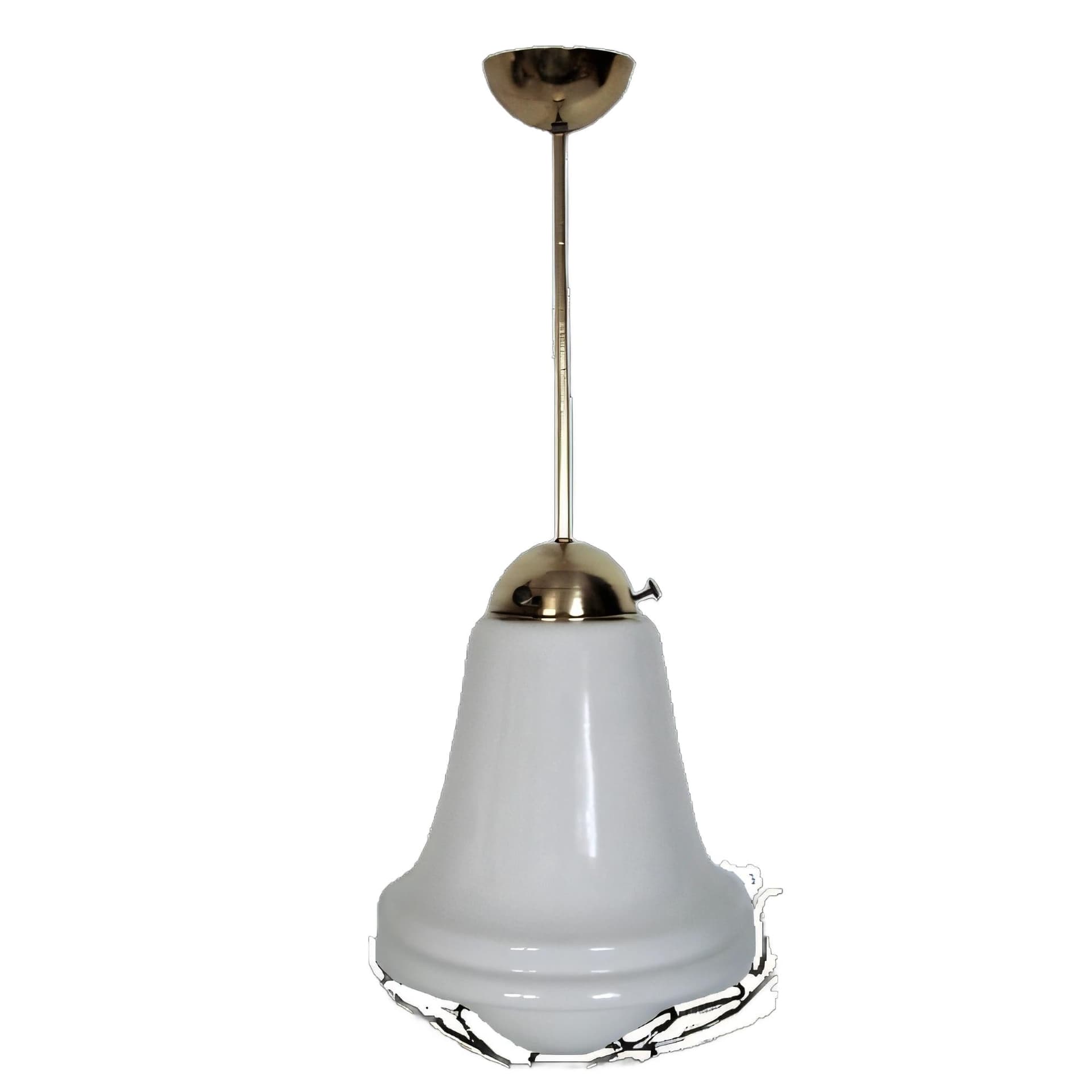 Lampa wisząca Modern, mosiądz biały szkło, lata 40.