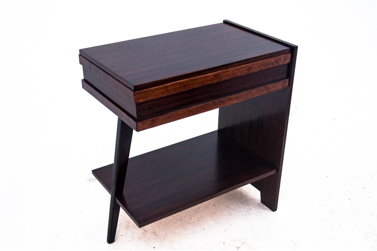 Side Table Art Deco, dark brown wood, Poland, 1950s - 60867