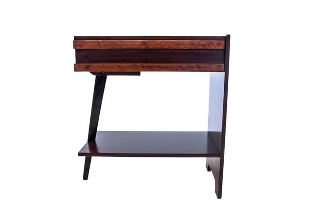 Side Table Art Deco, dark brown wood, Poland, 1950s - DIMENSION
