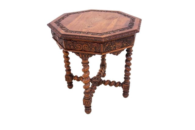 Stolik boczny neorenesansowy, dąb brązowy, Francja, XIX wiek - WYMIARY