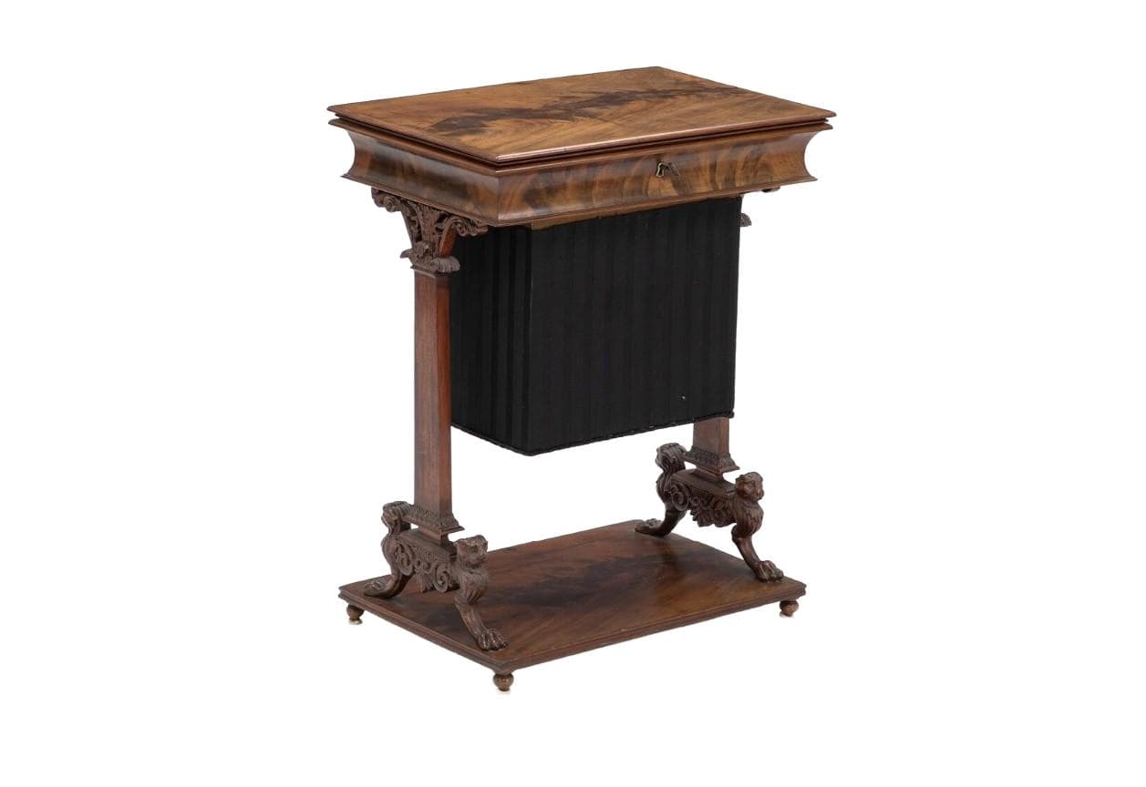 Sewing Table, Biedermeier, dark mahogany, Northern Europe, 1850s