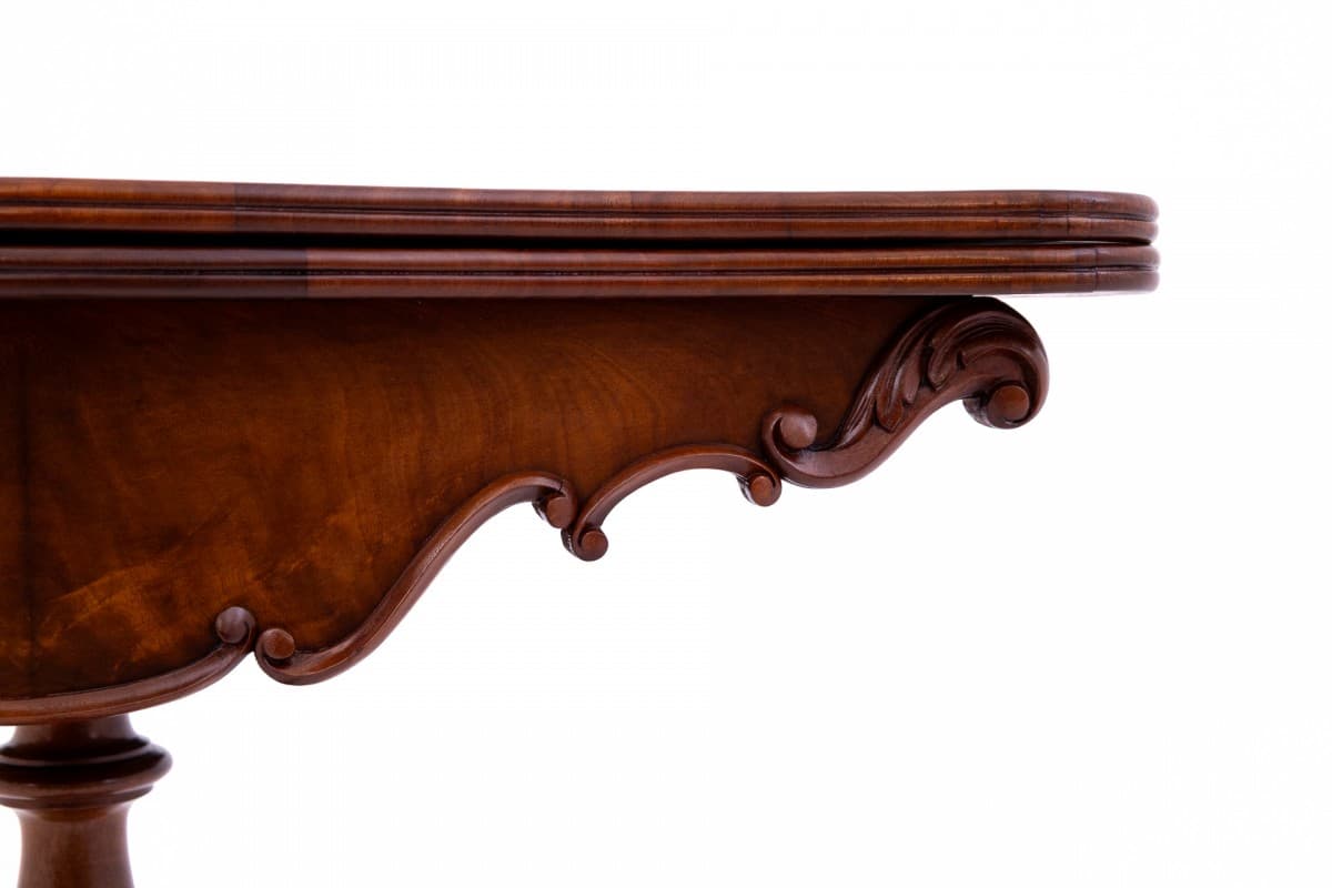 Stolik karciak konsola, styl wiktoriański, mahoń copper, Polska, XIX wiek - 60797