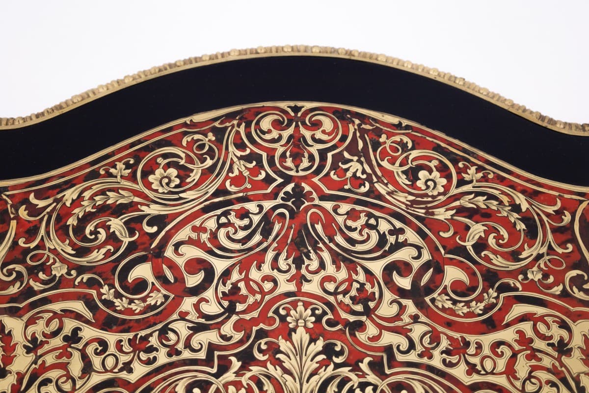 Stolik Boulle, drewno ebonizowane czarne, mosiądz złoty, Francja, XIX wiek - 60711