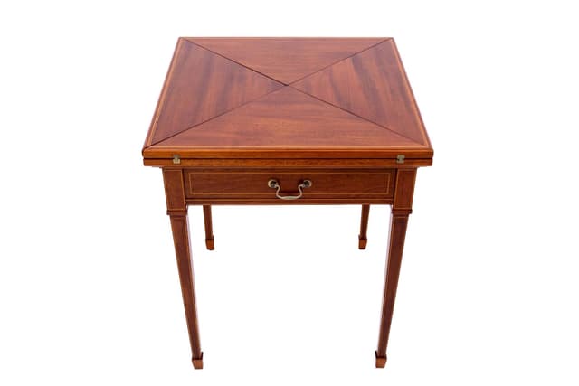 Stolik do gry rozkładany, brązowy, drewno, Europa Zachodnia, XIX wiek - WYMIARY