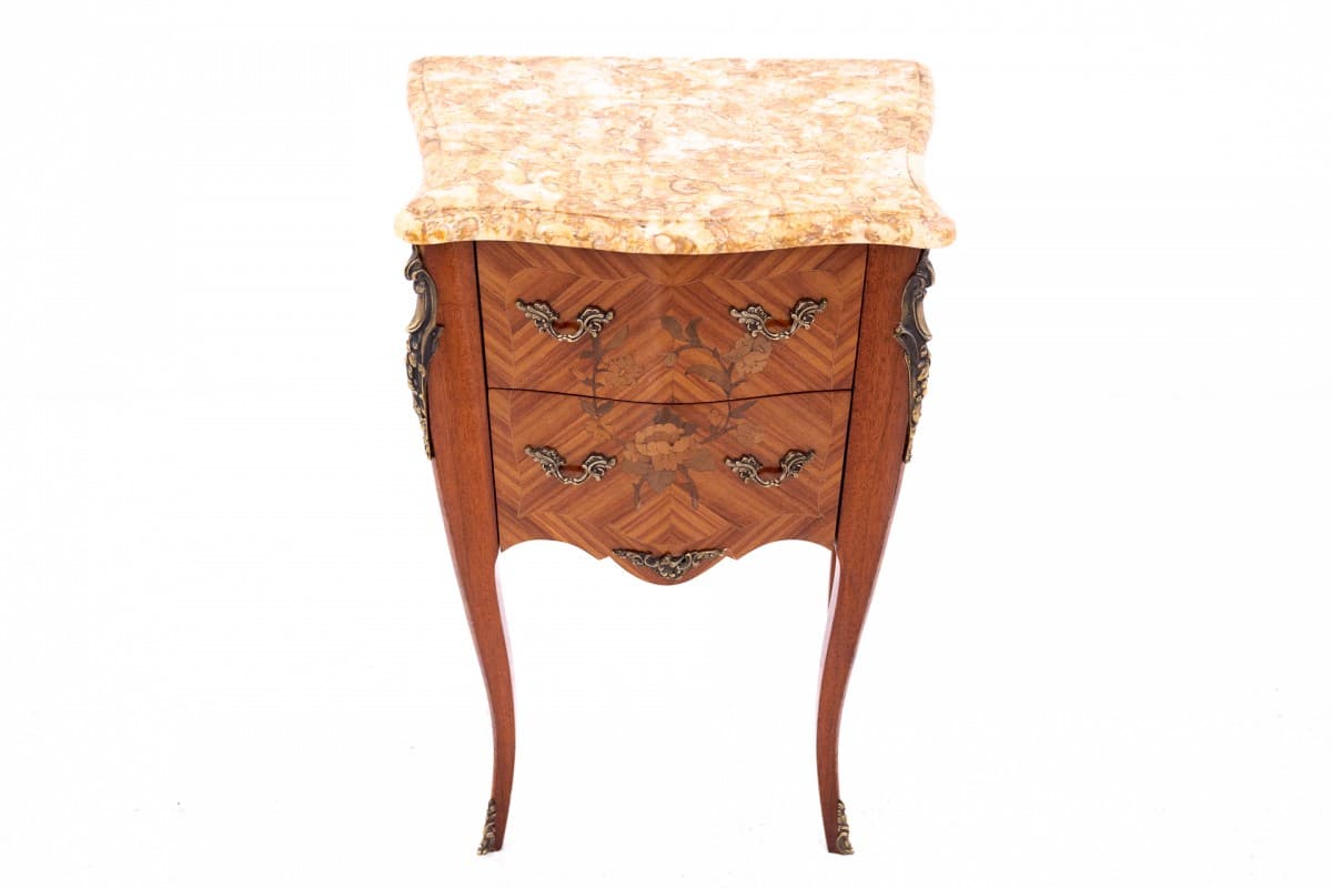 Pair of nightstands, Art Nouveau, brown wood, beige marble, France, early 20th c. - 60569