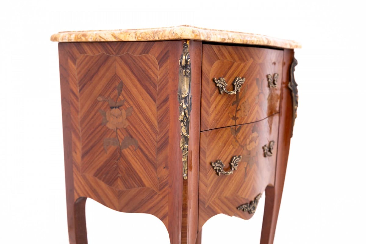 Pair of nightstands, Art Nouveau, brown wood, beige marble, France, early 20th c. - 60576