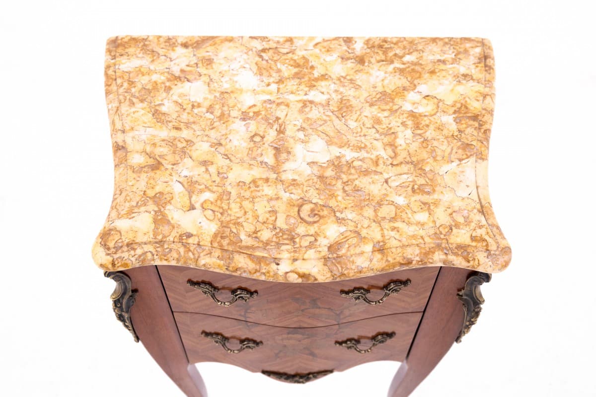 Pair of nightstands, Art Nouveau, brown wood, beige marble, France, early 20th c. - 60574