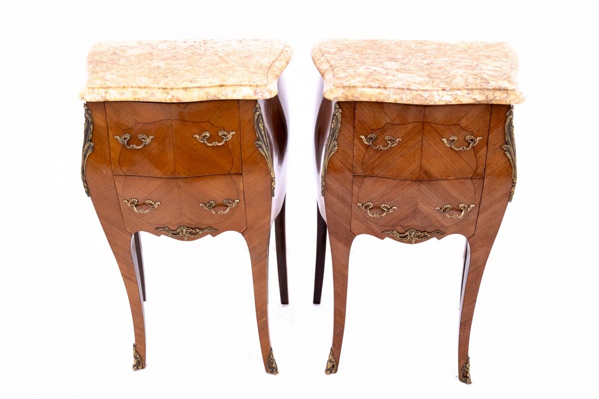 Para stolików nocnych, styl Ludwik XV, orzech brązowy, Francja, lata 20. - 60533