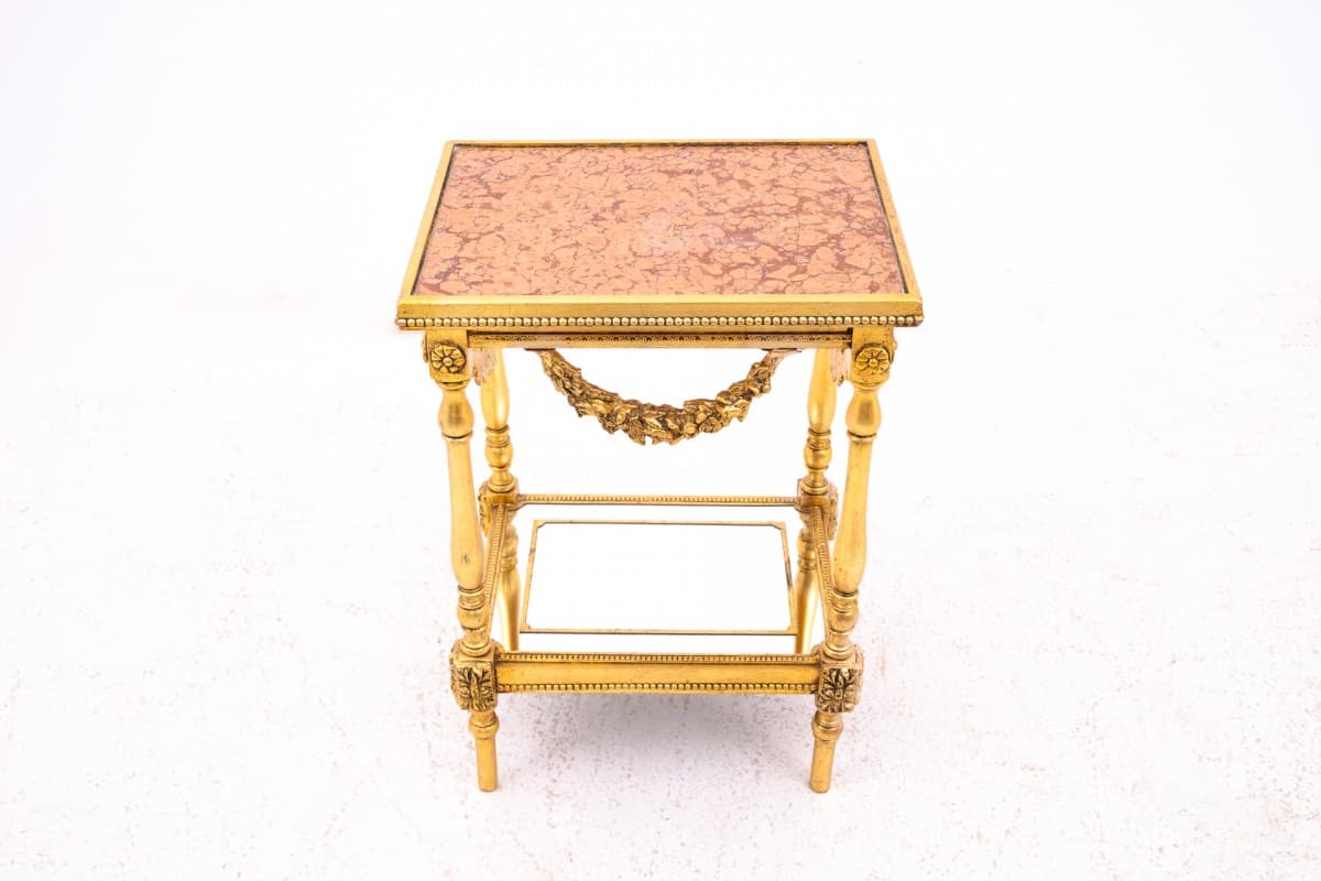 Side Table Louis XVI, golden gilt wood, marble, France, early 20th c. - 72335