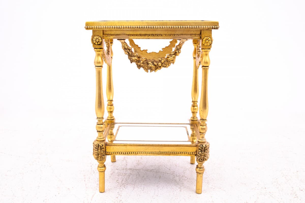 Side Table Louis XVI, golden gilt wood, marble, France, early 20th c. - 72336