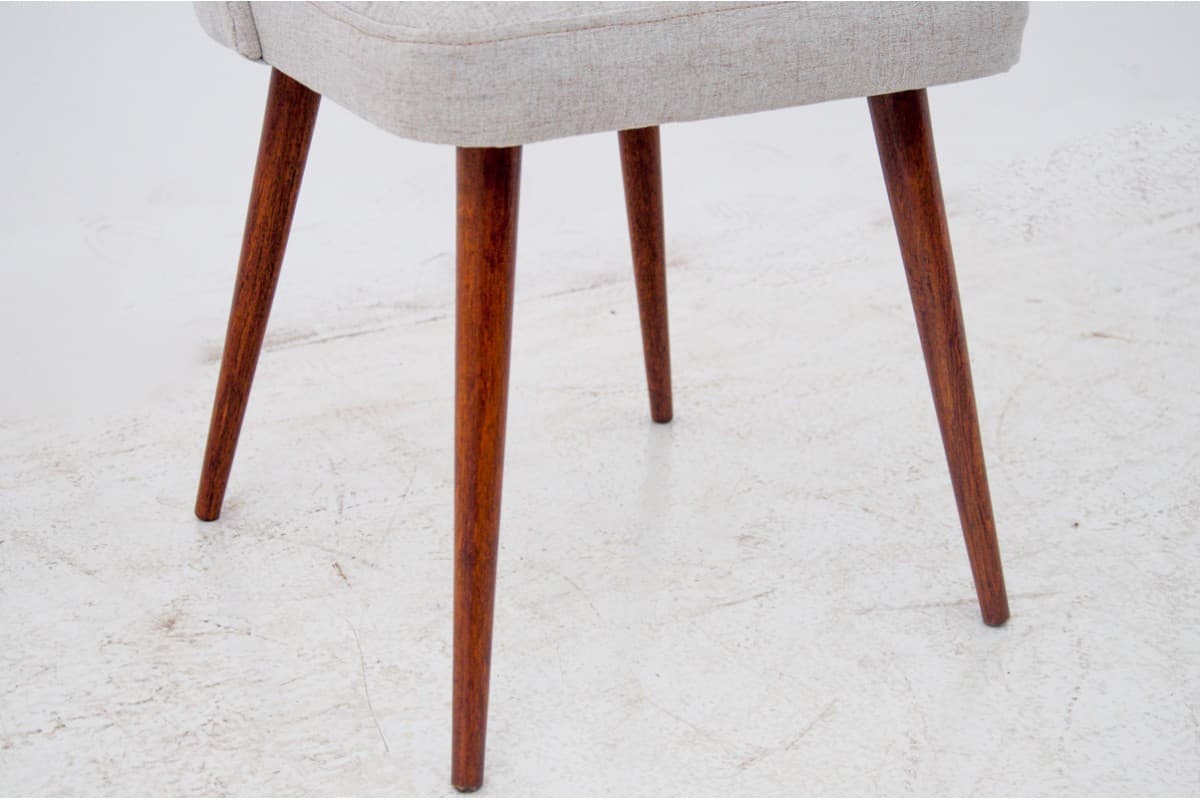 Set of Muszelki chairs, beige, walnut, Poland, 1960s. - 72463
