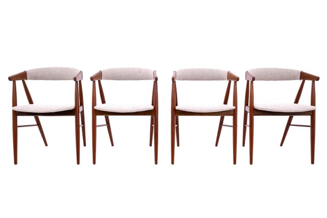 Set of four chairs, beige teak, by E. Larsen, A. Bender Madsen, Denmark, 1960s. - DIMENSION