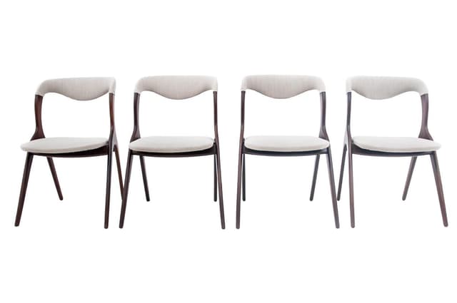 Komplet krzeseł, drewno orzech, Dania, lata 60. - WYMIARY