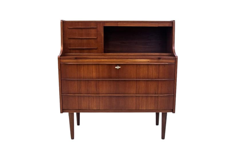 Sekretarzyk, teak brązowy, Dania, lata 60.