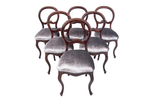 Komplet krzeseł, styl wiktoriański, drewno brązowy ciemny, Europa Północna, XIX wiek - WYMIARY