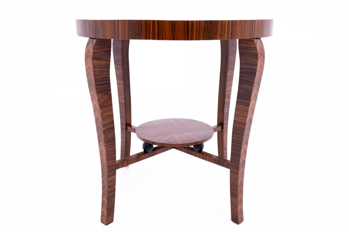 Round Table Art Deco, brown wood, Poland, 1950s - 67104