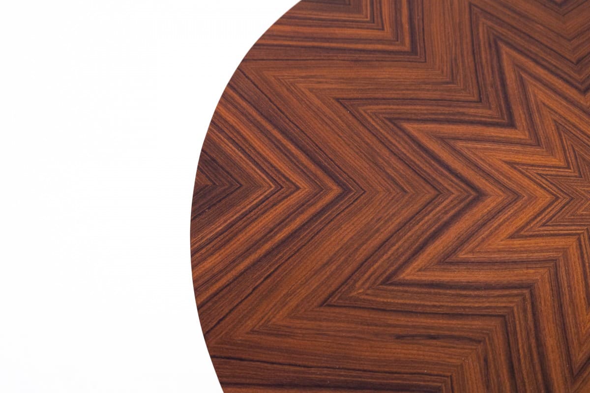 Round Table Art Deco, brown wood, Poland, 1950s - 67108