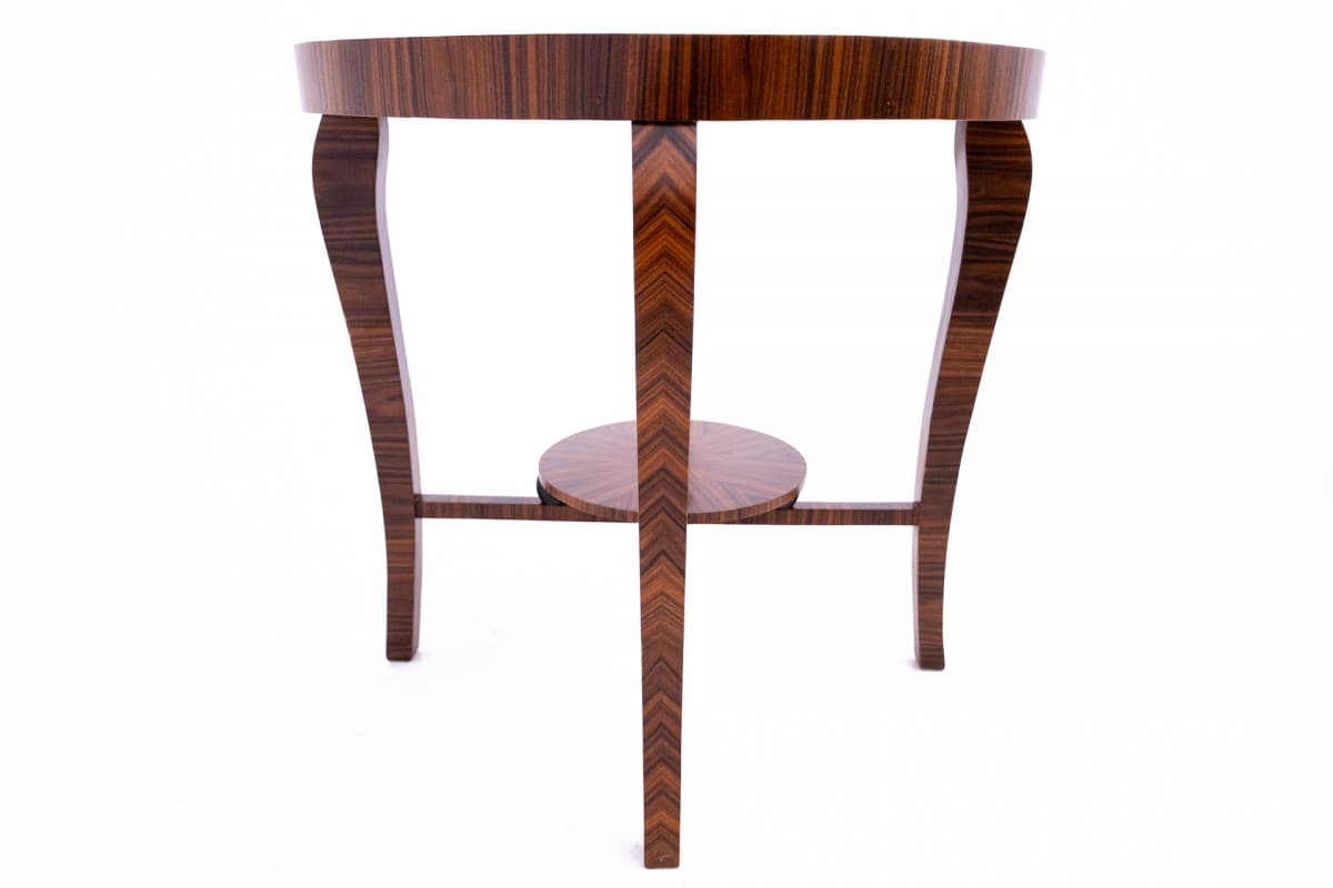 Round Table Art Deco, brown wood, Poland, 1950s - 67110