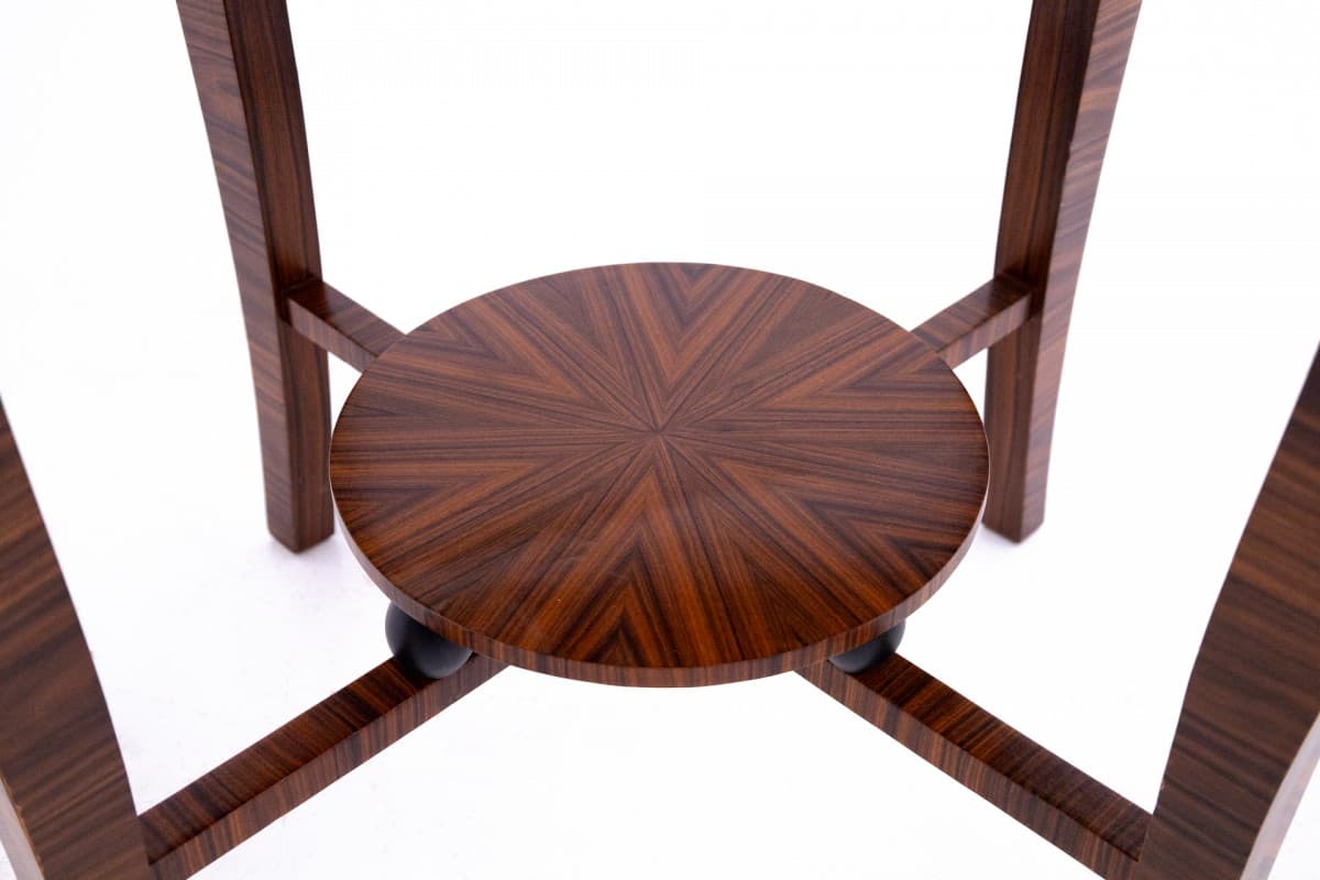Round Table Art Deco, brown wood, Poland, 1950s - 67109