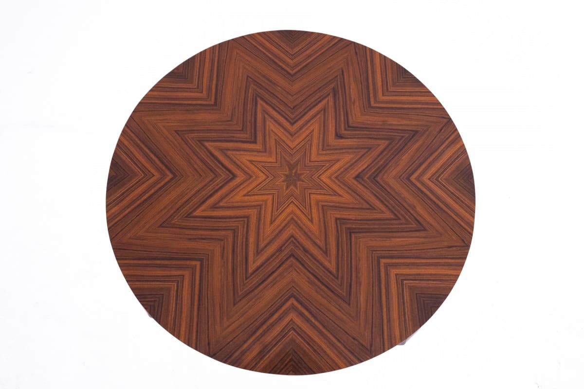 Round Table Art Deco, brown wood, Poland, 1950s - 67106