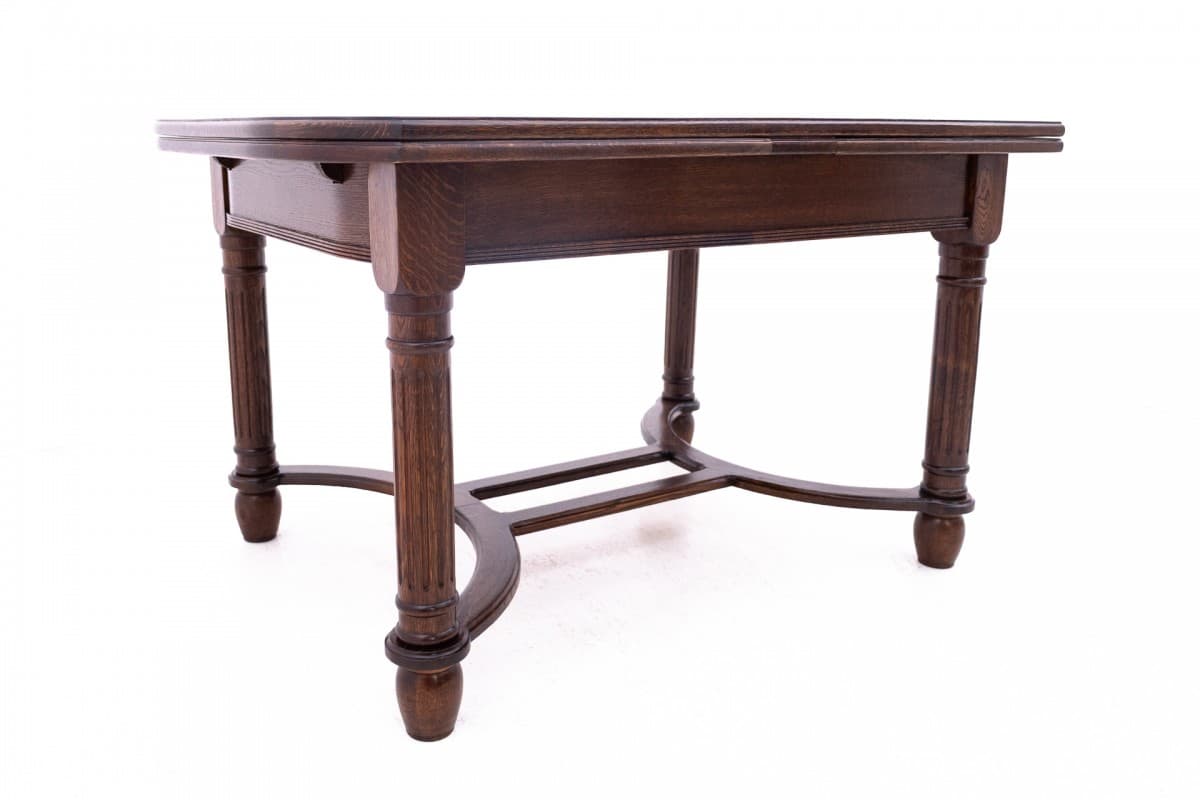 Zestaw jadalniany, drewno brąz – dark, skóra brąz – dark, Francja, XIX w. - 67071