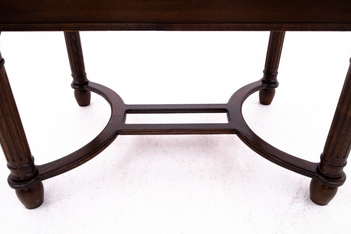 Zestaw jadalniany, drewno brąz – dark, skóra brąz – dark, Francja, XIX w. - 67072