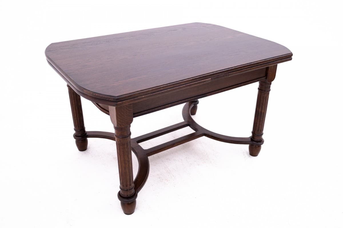 Zestaw jadalniany, drewno brąz – dark, skóra brąz – dark, Francja, XIX w. - 67070