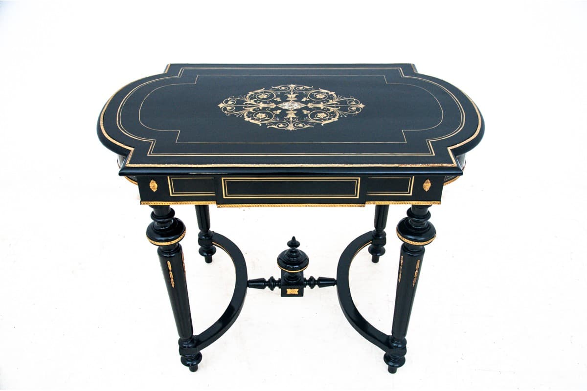 Komplet salonowy, drewno czarne, proj. H. Makart, Austria, lata 40. XIX w. - 67047