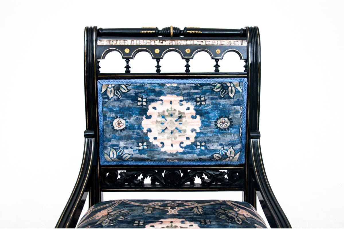 Komplet salonowy, drewno czarne, proj. H. Makart, Austria, lata 40. XIX w. - 67042