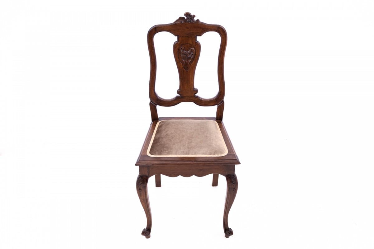 Set of Six Louis XV Chairs, beige velvet, brown walnut, France, early 20th c. - 67000
