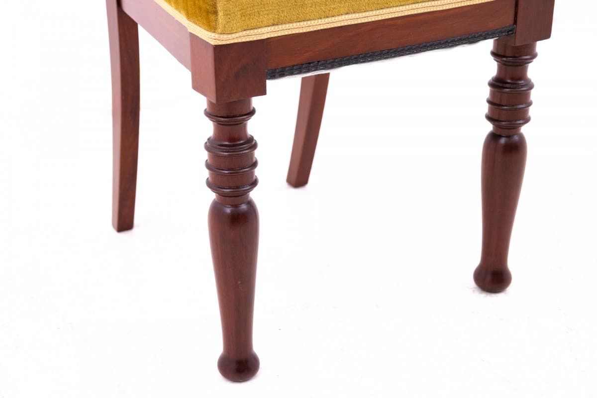 Set of six chairs, mustard velvet, brown wood, Northern Europe, turn of the 19th/20th c. - 66984