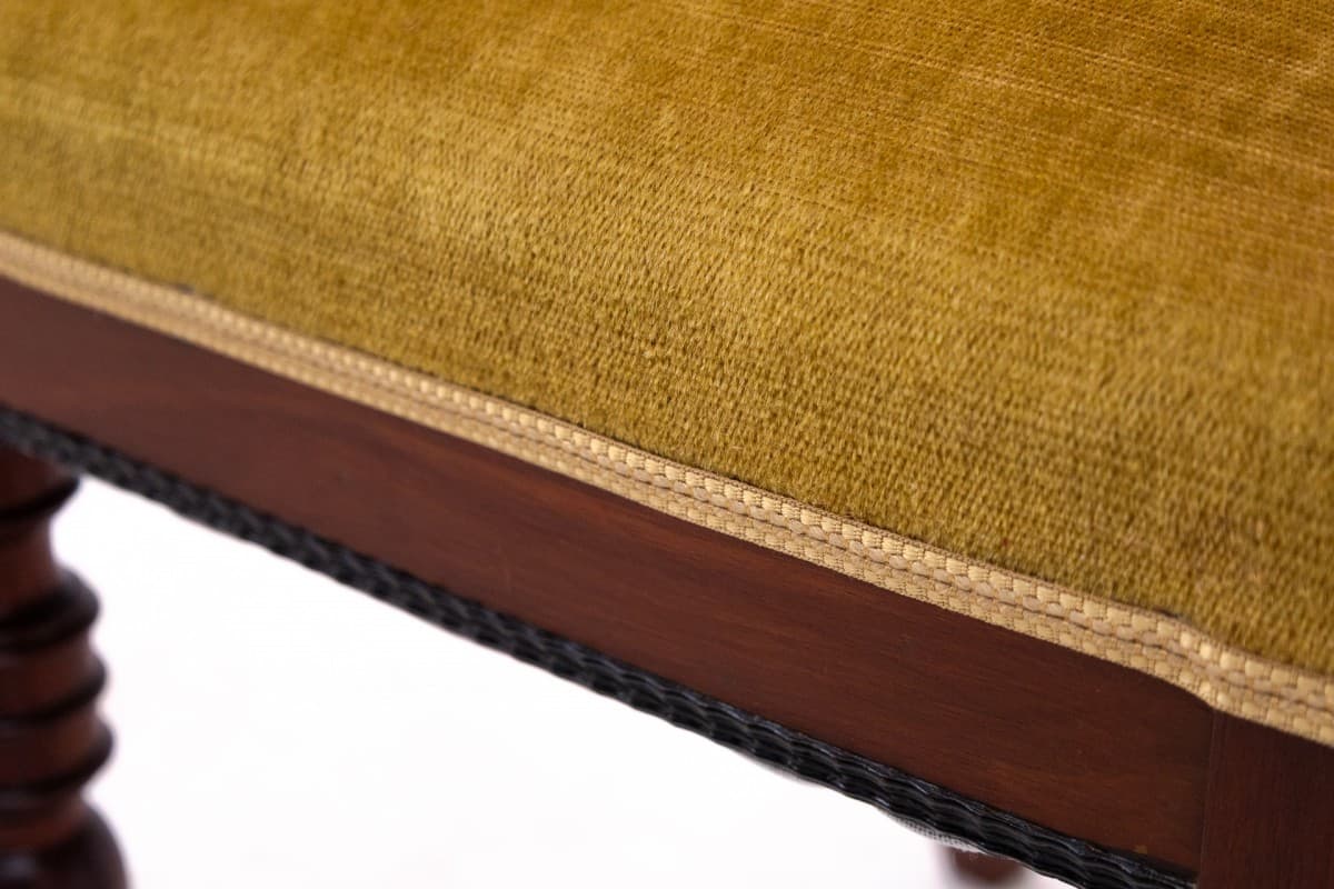 Set of six chairs, mustard velvet, brown wood, Northern Europe, turn of the 19th/20th c. - 66982