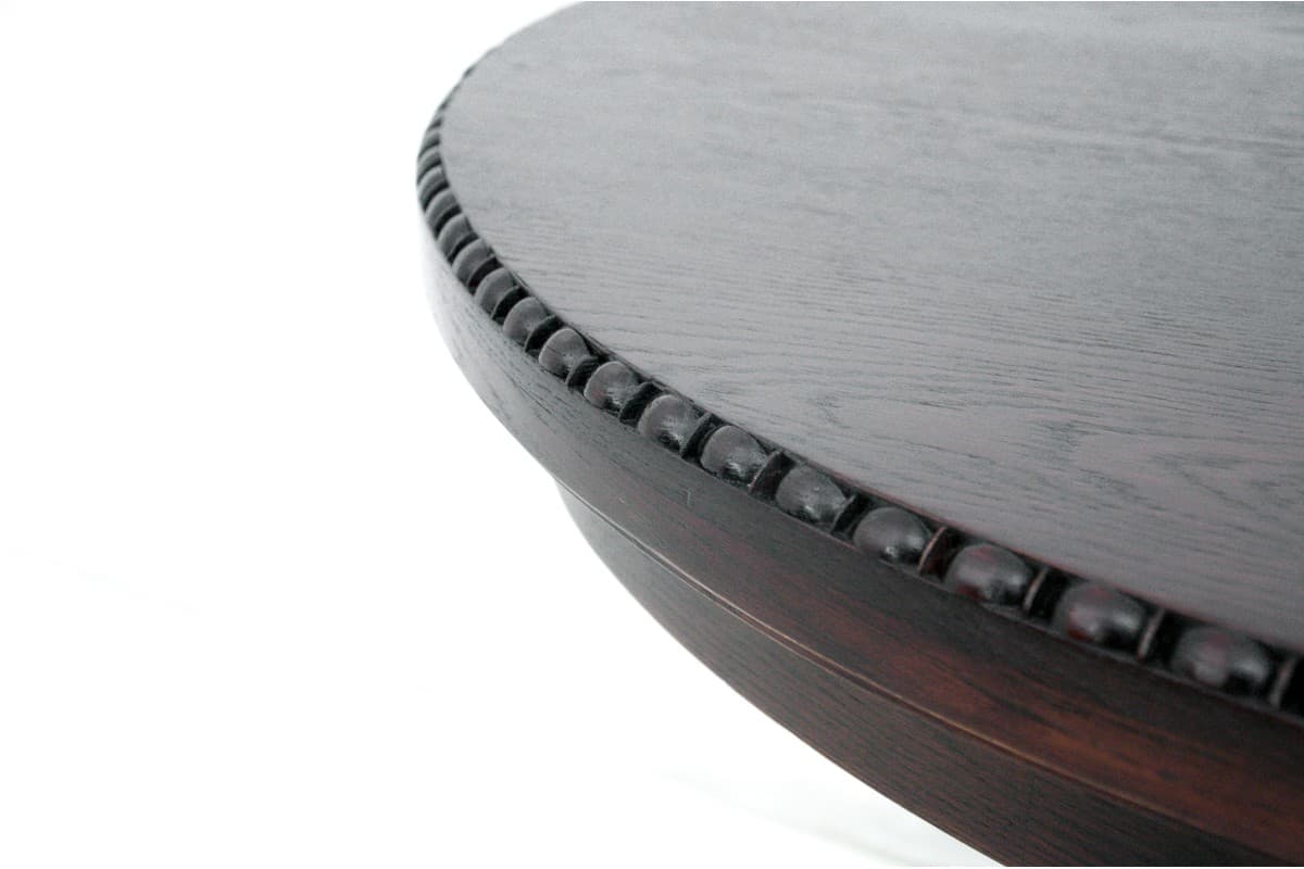 Komplet stół okrągły i krzesła, neoklasycyzm secesja, dąb brąz ciemny, Europa Zachodnia, początek XX wieku - 72920