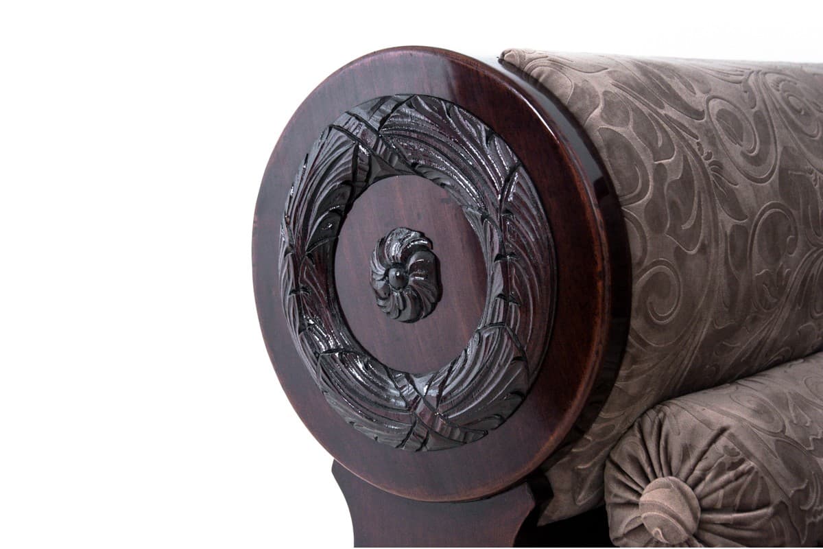 Sofa Biedermeier, mahoń, beż, Europa Północna, XIX w. - 72968