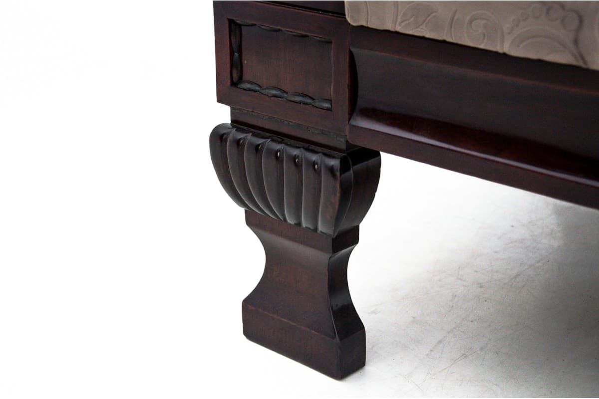 Sofa Biedermeier, mahoń, beż, Europa Północna, XIX w. - 72966