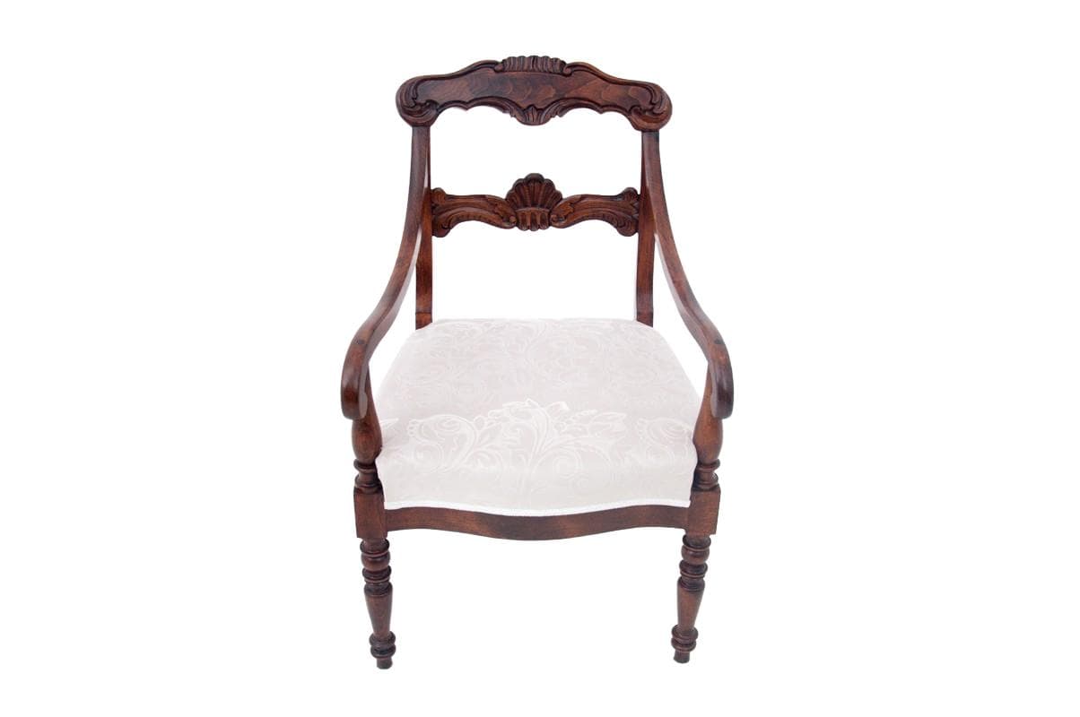 Armchair Biedermeier, beech, ivory white, Northern Europe, early 20th c.