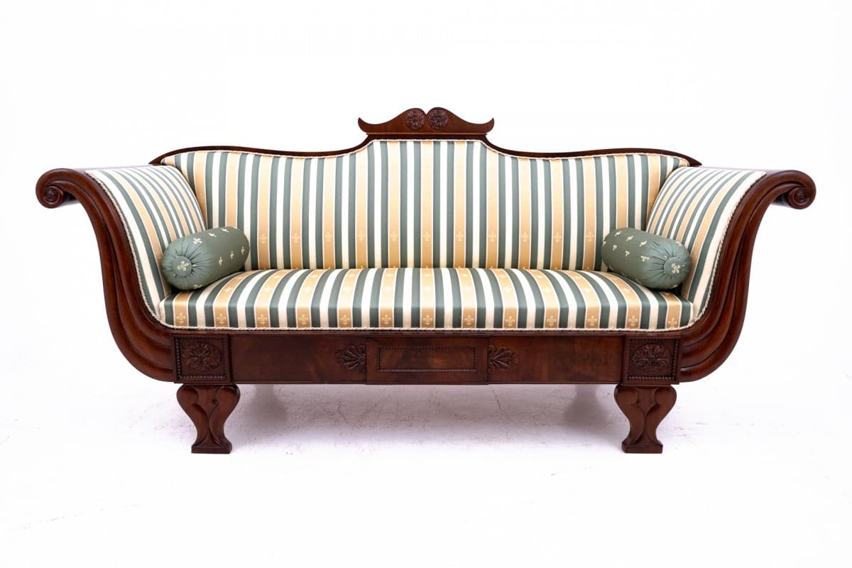 Sofa biedermeier, mahoń brąz ciemny, Europa Północna, XIX w. - 73004
