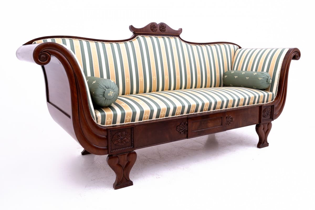 Sofa biedermeier, mahoń brąz ciemny, Europa Północna, XIX w. - 73005
