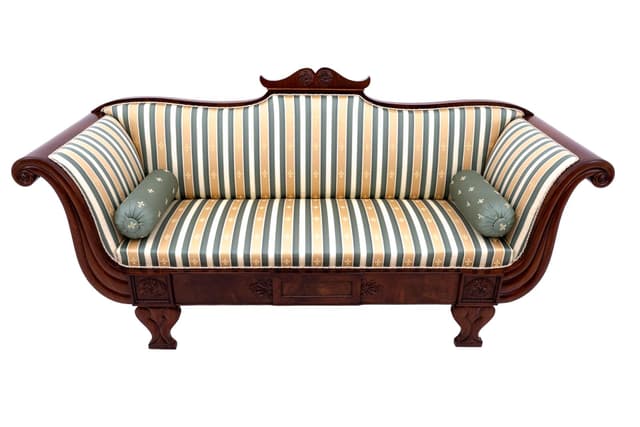 Sofa biedermeier, mahoń brąz ciemny, Europa Północna, XIX w. - WYMIARY