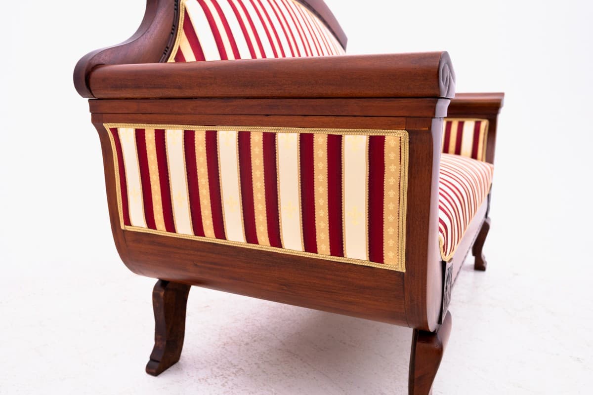 Sofa biedermeier, beżowy, drewno, Europa Północna, koniec XIX w. - 73041