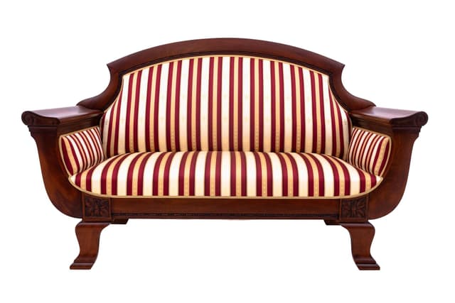 Sofa biedermeier, beżowy, drewno, Europa Północna, koniec XIX w. - WYMIARY